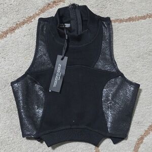 Maniere de voir Black Sleeveless Top with Shimmer Panels size XS/S